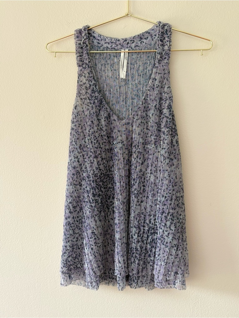 Anthropologie Pleated Leopard Print Shimmer Tank Top Size Small